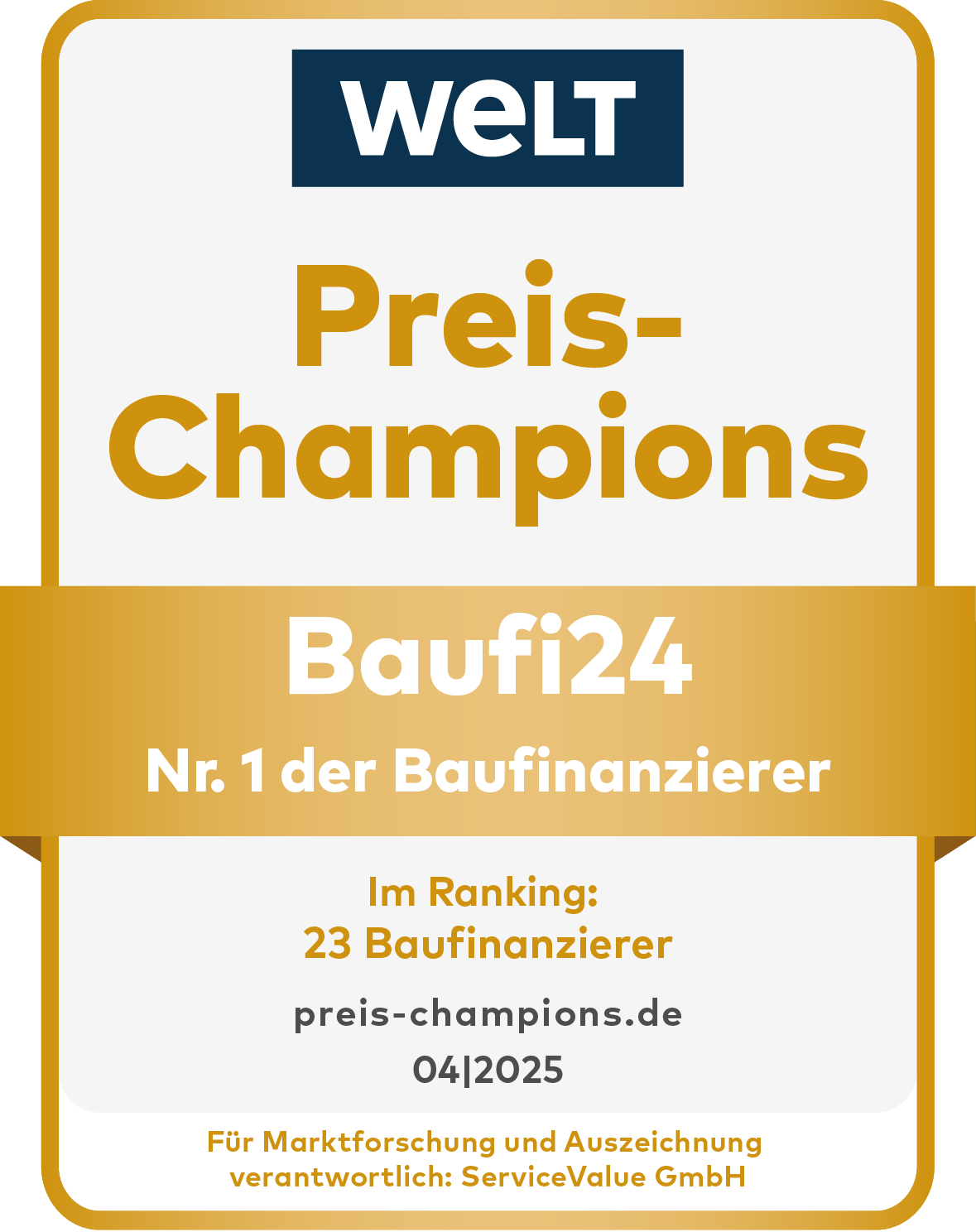Welt Siegel Preis-Champions Branchengewinner GOLD 2025